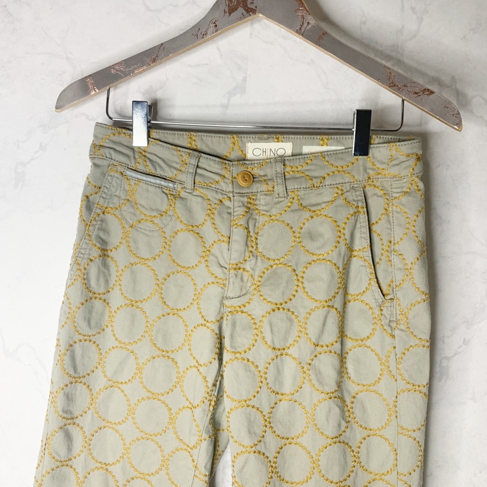 Anthropologie Relaxed Circle Embroidered Straight leg chino pants - Picture 2 of 6